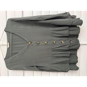 Entro olive green tiered blouse size Medium